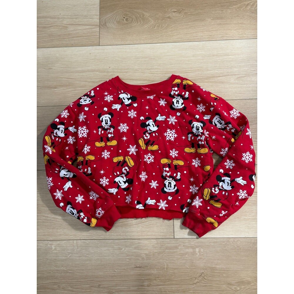 Disney's Mickey Mouse Christmas Snowflake Print Sweatshirt for Juniors M (7-9)